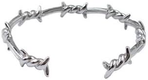 Barbed Wire Bracelet Cuff, Open Bangle, Adjustable, Metal, Available in Black Gold Gunmetal