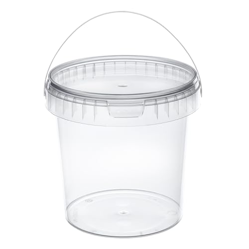 Garronda Secchio di plastica con Coperchio 1 L per la conservazione di Prodotti Alimentari e chimici Contenitore Plastica con Coperchio GD-0112 Trasparente 1 Pezzo