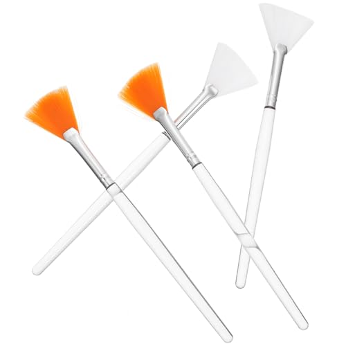 OATIPHO 4個 果酸??用携帯扇形フェイスマスクブラシ 軽量柔軟毛 肌に優しい均一塗 メイクアップキット対応 フェイシャルスキンケア用