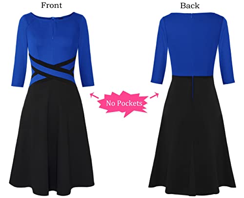 Image of VFSHOW Womens Front Zipper Work Business Casual Office Church A Line Dress