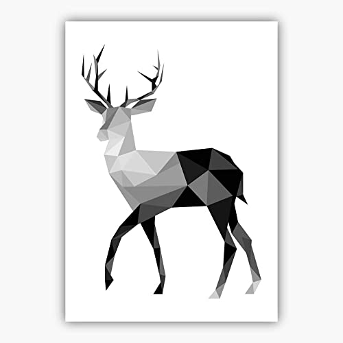Artze Wall Art Geometric Effect Scandinavian Stags Abstract Triangles Pattern Art Prints 3-Piece Set - Image 4