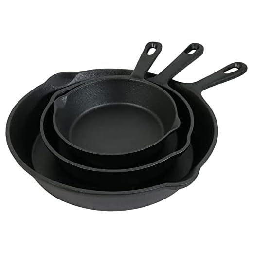 Sunnydaze Pre-Seasoned Heavy-Duty 3-Piece Cast Iron Skillet Set - 6-Inch, 7-Inch and 10-Inch Black Metal Frying Pans - Indoor and Outdoor Camp Cookware