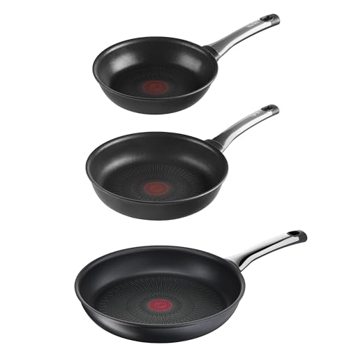 La Mejor Recopilación de Sarten tfal los mejores 10. 50 T-fal Juego de sartenes 20/26/30 Hard Titanium Pro, con Antiadherente Titanium 6X y Termo-Señal, Diseño práctico, compatible con inducción, G2690782AMZ25