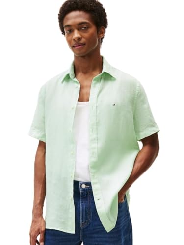 Tommy Hilfiger Men's Short Sleeve Casual Linen Button Down Shirts in Regular Fit