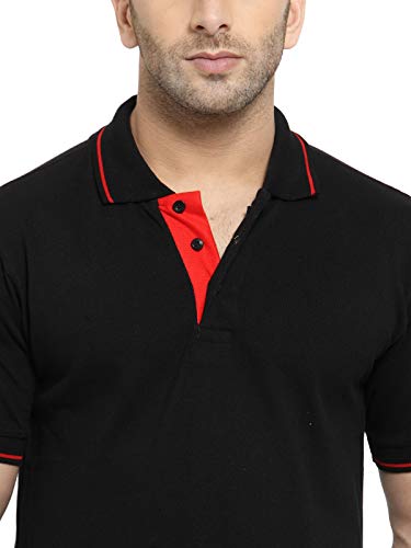 Image of Scott International Men's Organic Cotton Regular Fit Polo T-Shirt (Black with Red, Small)