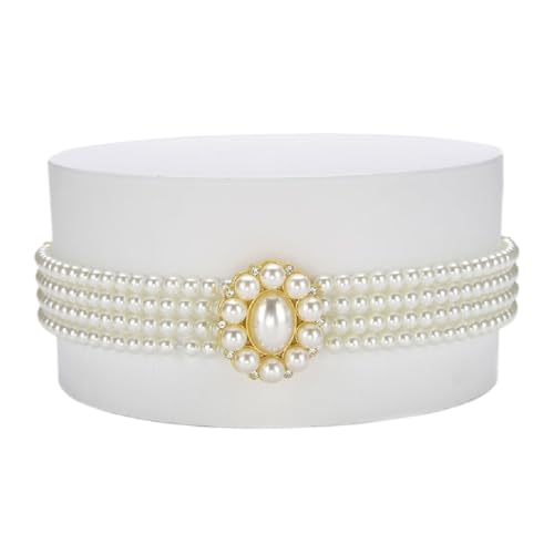 Dress Elastic Stretchy Belt Women's Pearl Waistband Pearl Decoration Belt