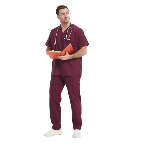 MISEMIYA - Pijama Sanitario (Antilejía y No Destiñe) Conjuntos Uniformes Sanitarios Unisex - Uniformes Medicos 6801-6802 - XS, Granate 68