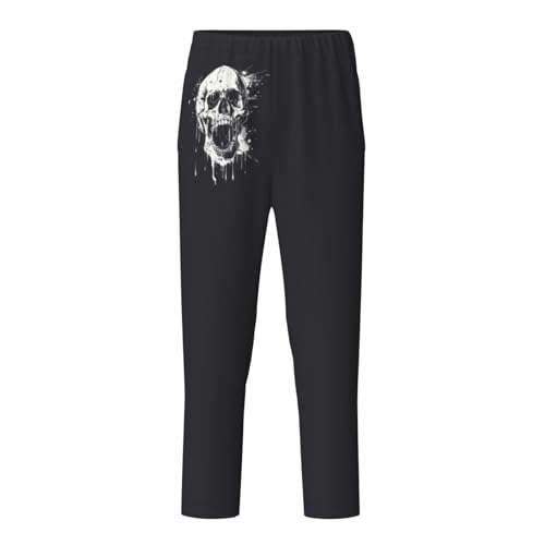 Pantalon de pyjama crâne et fantôme imprimé noir toutes saisons décontracté
