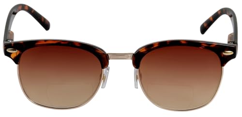 'The Executive' Classic Semi-Rimless Bifocal Reading Sunglasses for Men and Women Featuring Spring Hinges