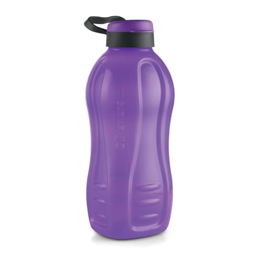 Image of oliveware Jumbo 2 Litre Water Bottle, 100% Leak Proof, BPA Free Premium Plastic Bottle, for Home, Office & Gym, Sturdy with Holder, Pack of 1 (Violet)