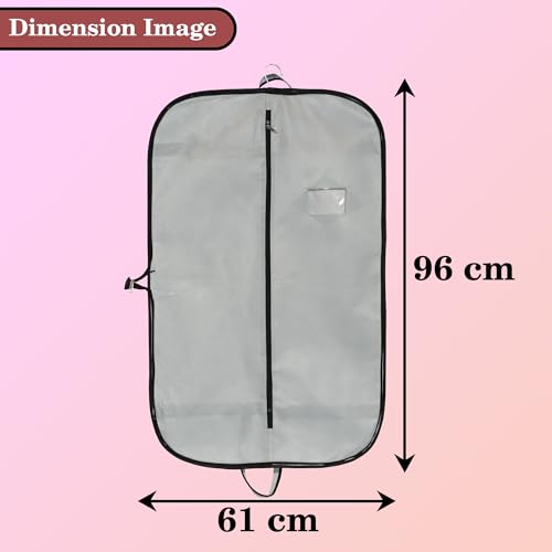 Image of Kuber Industries Pack of 2 Blazer Cover | Suit Covers with Zip for Women & Men | Dustproof Coat Bag for Clothes, Jacket | Plain Folding Coat Cover | Grey