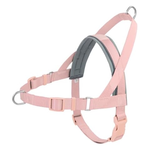 Wisedog No Pull Dog Harness Small Medium Sized Dog, Adjustable Webbing Dog Halter Harness for Large Dogs, with Soft Padded, Reflective (Gossamer Pink, L|Neck=18.5"-22"/Chest=27"-35.5") Cover