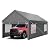 JY QAQA Carport, 10x20 FT Heavy Duty Carport with Removable Side Walls and Doors, Portable Garage with Roll-Up Window and Sandbags, Car Canopy with All-Season Tarp for Cars, Trucks, Boats, Grey