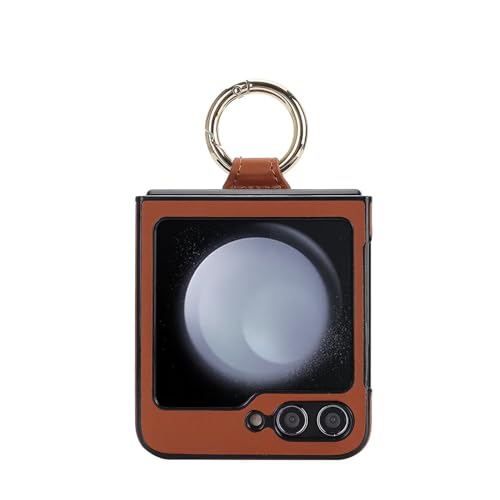 Coque pour Samsung Galaxy Z Flip 5 antichoc cuir PU souple brun 2023
