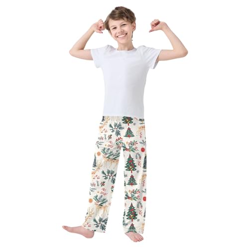 Boys' Pants Christmas Berry Deer Trees Long Bottoms Jogger Pants Elastic Waist Trousers with Pockets S-XL2