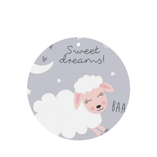 吊り下げ式車用芳香剤カード 2枚パック - 長持ちする吊り下げ式アロマセラピーカード (ラベンダーの香り) 車、自宅の寝室、ワードローブ、靴箱などに最適。ユニセックス (かわいい甘い夢の羊のベクトルイラスト 赤ちゃん羊の保育園の背景)