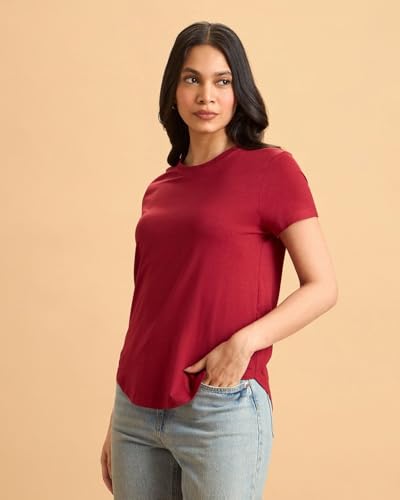 Image of Wellbi Bamboo Women's Tshirt - Ultra-Soft, Breathable & Sustainable | Premium Cotton Blend for Supreme Comfort | Stylish & Eco-Friendly T-Shirt for Women | Tshirt Women Cotton