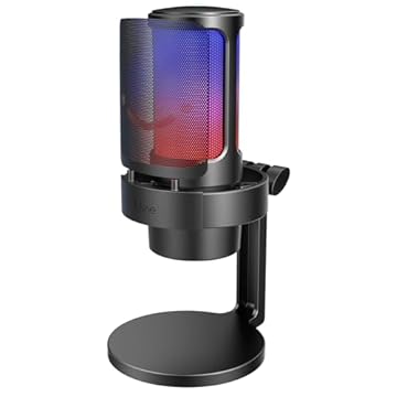 Microfone jogos FIFINE,microfone USB para PC,streaming,podcasts,gravação,microfono condensador de mesa para computador no Mac/PS4/PS5,com controle RGB,toque mudo,conector para fone ouvido- A8 Preto