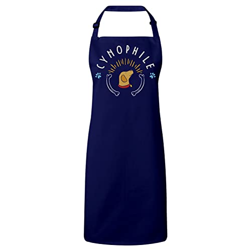 Tablier cuisine premium navy cynophile en textile robuste motif chiot
