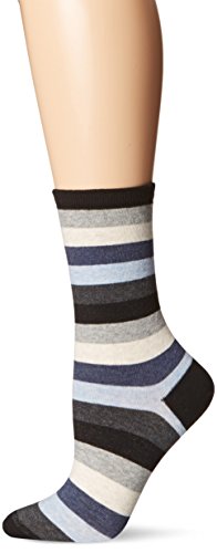 Hot Sox Bold Stripe Crew Sock 1 Pair (Black, Shoe Size 4-10.5)