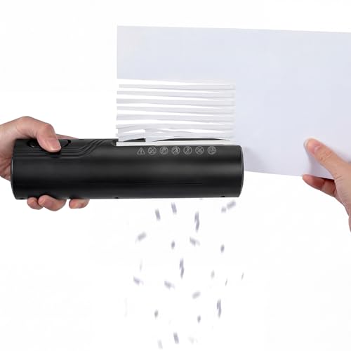 Mini Paper Shredder, Portable Paper Shredder for Home, 3-Sheet Strip...