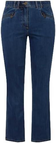 Ulla Popken Damen große Größen Übergrößen Plus Size Jeans Mony, konisches Bein, Reißverschlusstaschen Blue Denim 108 808812902-108