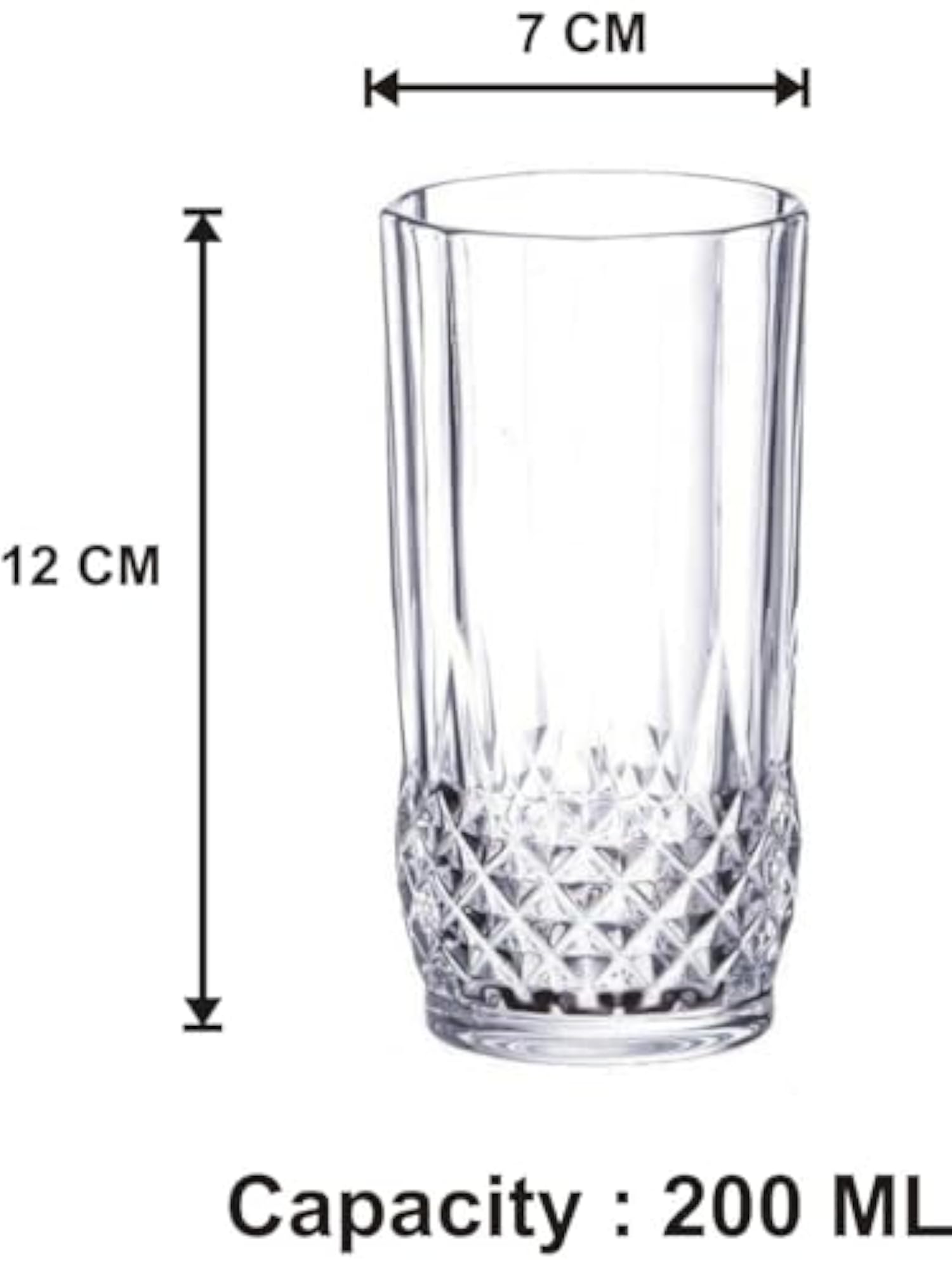 Multipurpose Drinking Glass, Transparent 250ml
