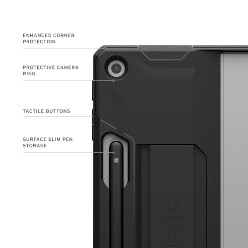 Image of Urban Armor Gear UAG Surface Pro 12 inch Case, Scout Feather-Light Rugged Heavy Duty Protection Cover Designed for Surface Pro 1st Edition 12 inch (2025) with Handstrap & Surface Pen Holder - Black