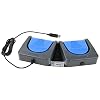 iKKEGOL Upgraded USB Foot Double Switch Pedal Assembly Control Two 2 Key Footswitch Program Customized Computer Keyboard Mouse Game Action HID (Blue Pedal)
