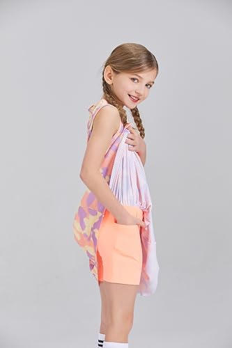 Image of Girls Outfits Tennis Golf Dress 2 Piece Tie Dye Sleeveless Tops Butterfly Shorts Sets with Pockets