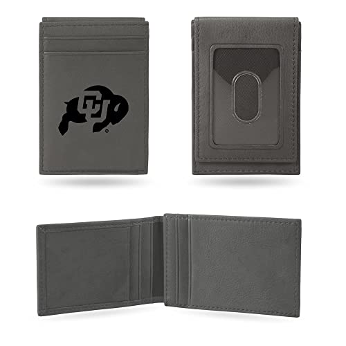 Image of Rico Industries NCAA Gray Laser Engraved Front Pocket Wallet - Compact /Comfortable /Slim