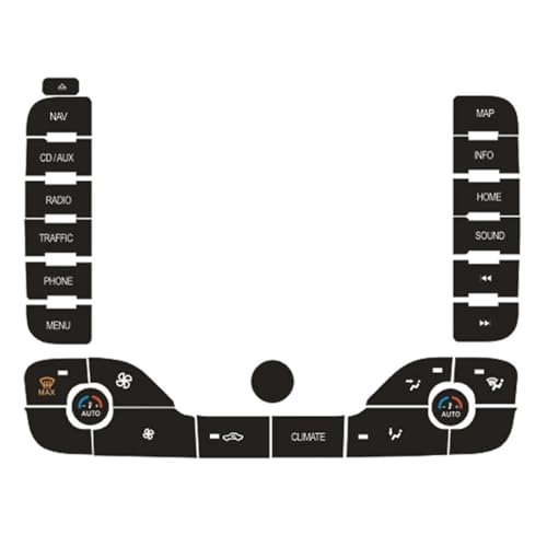 Réparation bouton S-Max 2011 avec un kit d'autocollants noirs pour radio