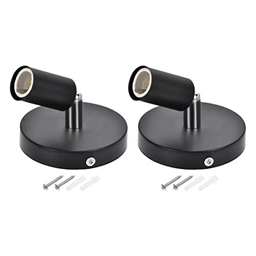 uxcell 180 Degree E14 Bulb Holder Socket Ceiling Lamp Wall Mounted Light 100x20mm Black 2pcs