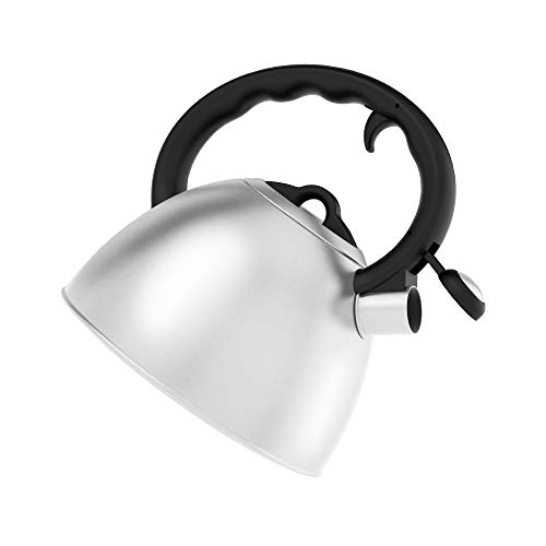 Culinary Edge Whistling Tea Kettle, 2.5-Quart, Satin Finish, 7.5 x 7.5 x 9 inches, Stainless Steel