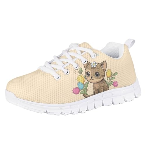 Kids Cute Shoes Little Grils Breathable Soft Running Shoes Axolotl/Cat Sneaker for Teen Girls Indoor Outdoor Sport Wear