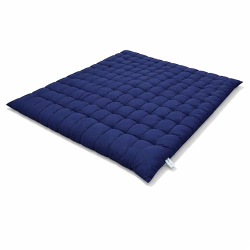 Image of ATOOTFUSION Soft Cotton Quilt | Foldable Light Weight Filled Single Firm Cotton Quilt Mattress| Gadda (Solid Coloured, Sleeping Capacity, 6 x 6 ft or 72 x 72 Inches) Double Bed (Navy Blue)