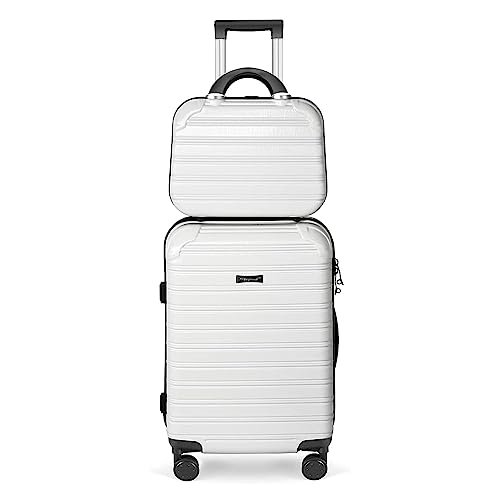 Feybaul Luggage Set 2PCS Suitcase PC+ABS Carry On Luggage with Spinner Wheels, White 2-Piece Set(14/20) (968)