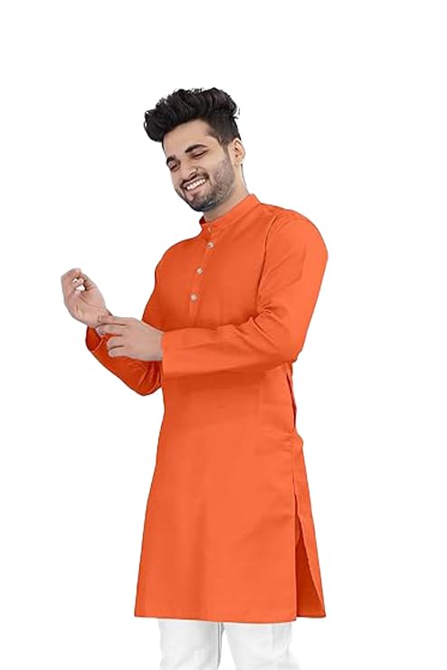 Image of Flossy Men's Cotton Blend Plain Solid Kurta for Men