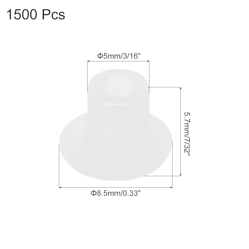Image of MECCANIXITY 1500pcs Plastic Hole Plugs, 5mm (3 /16 Inch) Clear White Screw Caps Cover Snap in Locking Round Button Top Shelf Plugs for Cabinet Cupboard Bookcase License Plate Furniture