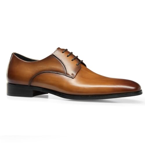 Image of GIFENNSE Men's Dress Shoes Oxford Lace-Up Leather Formal