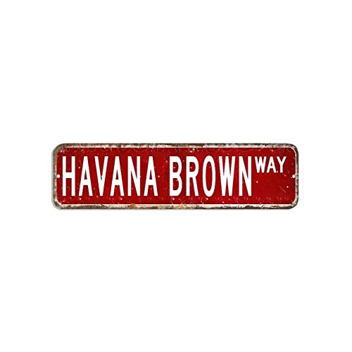Letrero de metal con texto en inglés 'Havana Brown' para mascotas, 7,6 x 30,5 cm, resistente a la decoloración, placa de metal inspirada en bar, pub, tienda, carretera, casa, cueva de hombre