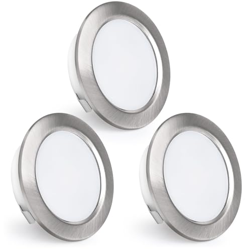 KYOTECH Faretti da Incasso a LED 230V, 4W 440LM Faretti LED da Soffitto Ultrapiatti 16mm 4000K Bianco Neutro Foro 55-60mm per Cucina, Soggiorno, Camera da Letto, Nichel Spazzolato, Set da 3