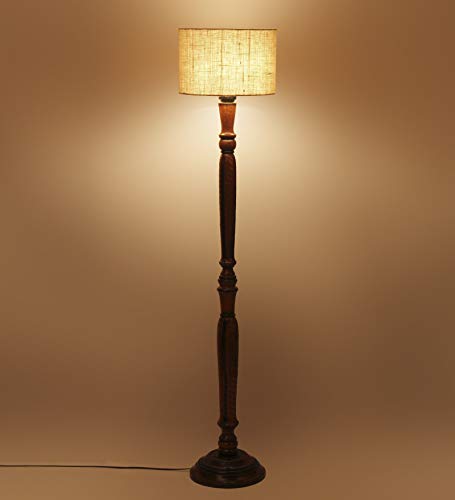 Image of Devansh White Jute Wooden Floor Lamps