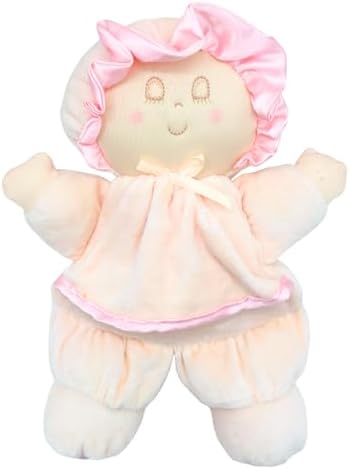 Genius Baby Toys My First Baby Doll, Classic Vintage Design, Soft Plush Pink Dress, No Hard Parts, Machine Washable, Nontoxic, for Girls and Boys, 0–12 Months
