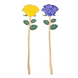 Rose Metal Bookmark for Women - Rustproof Valentines Mother’s Day Gift, Durable Bookmarks for Teacher Christmas Birthday (2PCS Set)