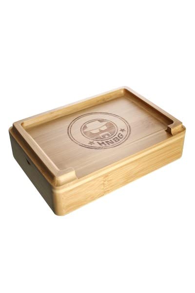 Heisenberg Dreh- und Stonerbox HNBG 20x14x6 cm aus Bambus mit raffiniertem Magnetverschluss und integriertem Dreh-Tablett