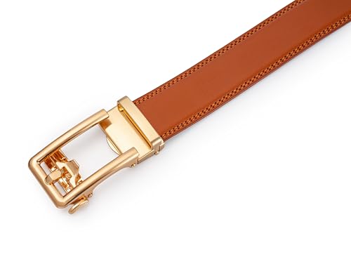 Image of Lingli Men's Belt,Ratchet Dress Belt with Automatic Buckle Brown /Black-Trim to Fit-35mm wide