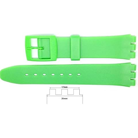 New 17mm (20mm) Sized Resin Strap Compatible for Swatch Watch - Light Green - RG14LG Cover