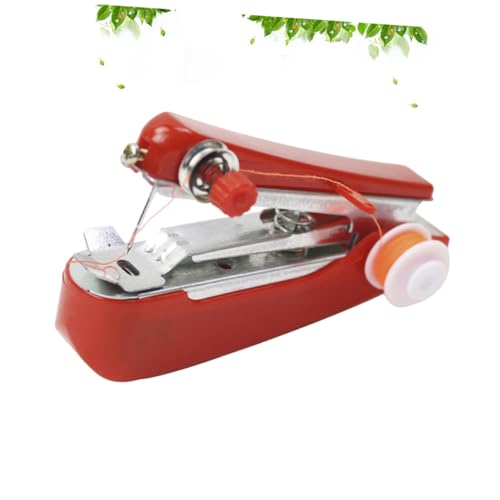 Imagen de HAPINARY Máquina de Coser Portátil Roja Mini Manual Inalámbrica Multifuncional para Reparaciones Rápidas y Ligera para Doméstico y Viajes Color de Hilo Aleatorio Color