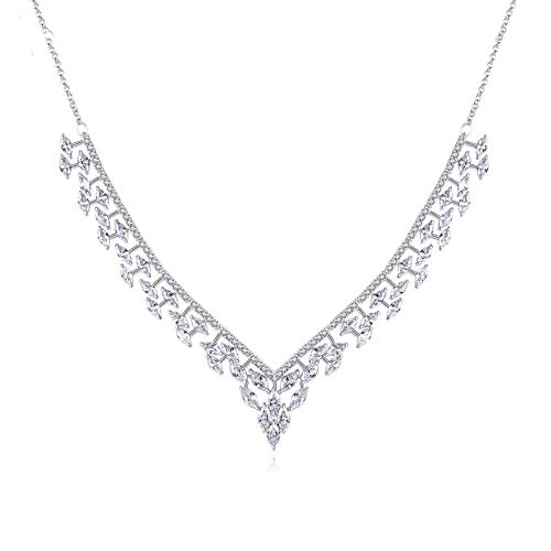 Collier Femme Plaqué Argent hypoallergénique ne ternit pas avec de véritables zircones éclatants